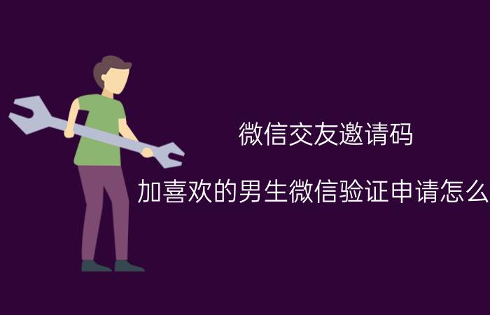 微信交友邀请码 加喜欢的男生微信验证申请怎么写？